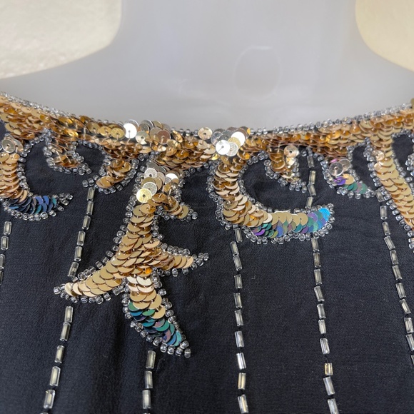 Argenti VTG Embellished Sequin Beaded Glam Dolman Sleeve Asymmetrical Hem Blouse - Picture 9 of 15